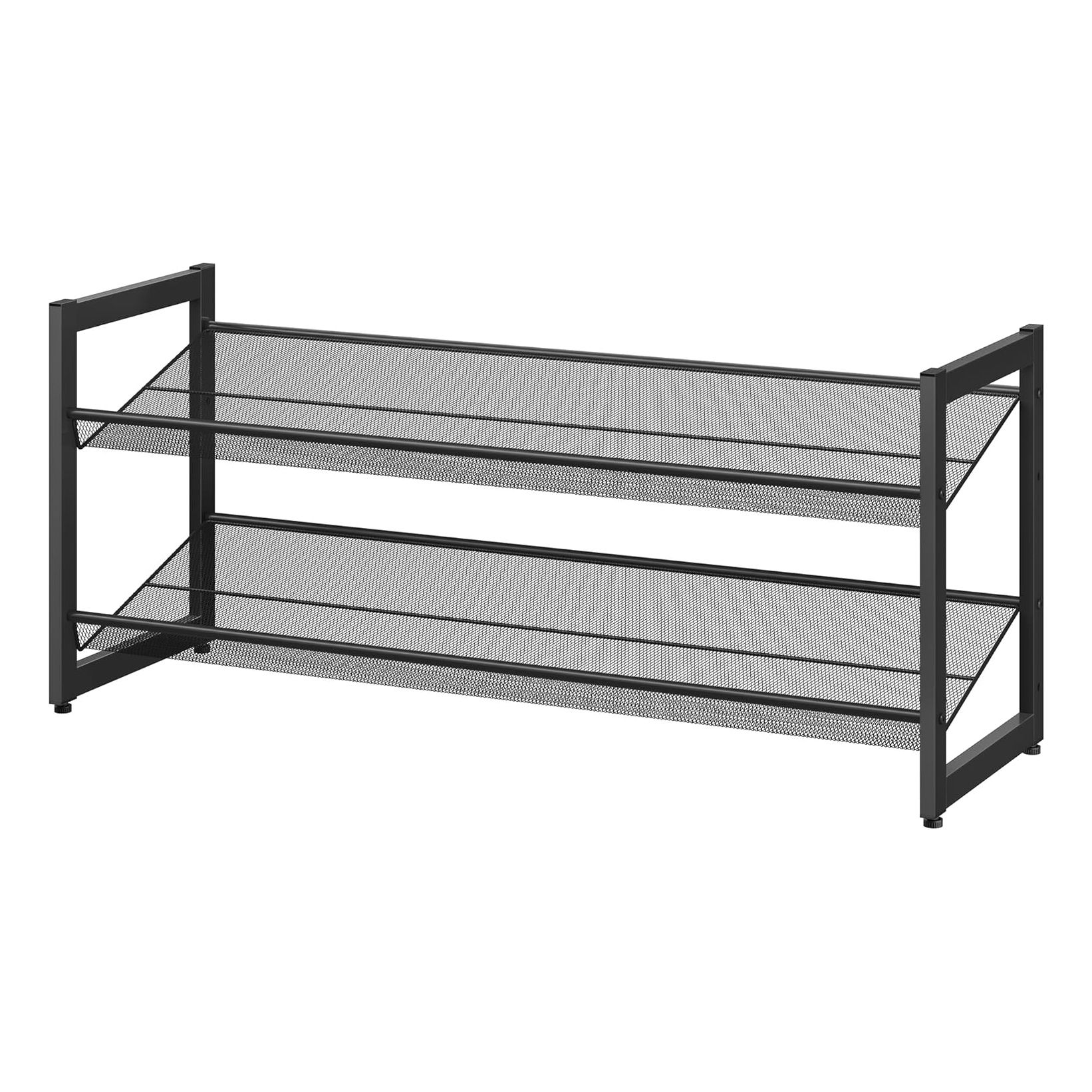 STACKABLE 2-TIER METAL SHOE RACK, ADJUSTABLE DESIGN, FITS 8-10 PAIRS