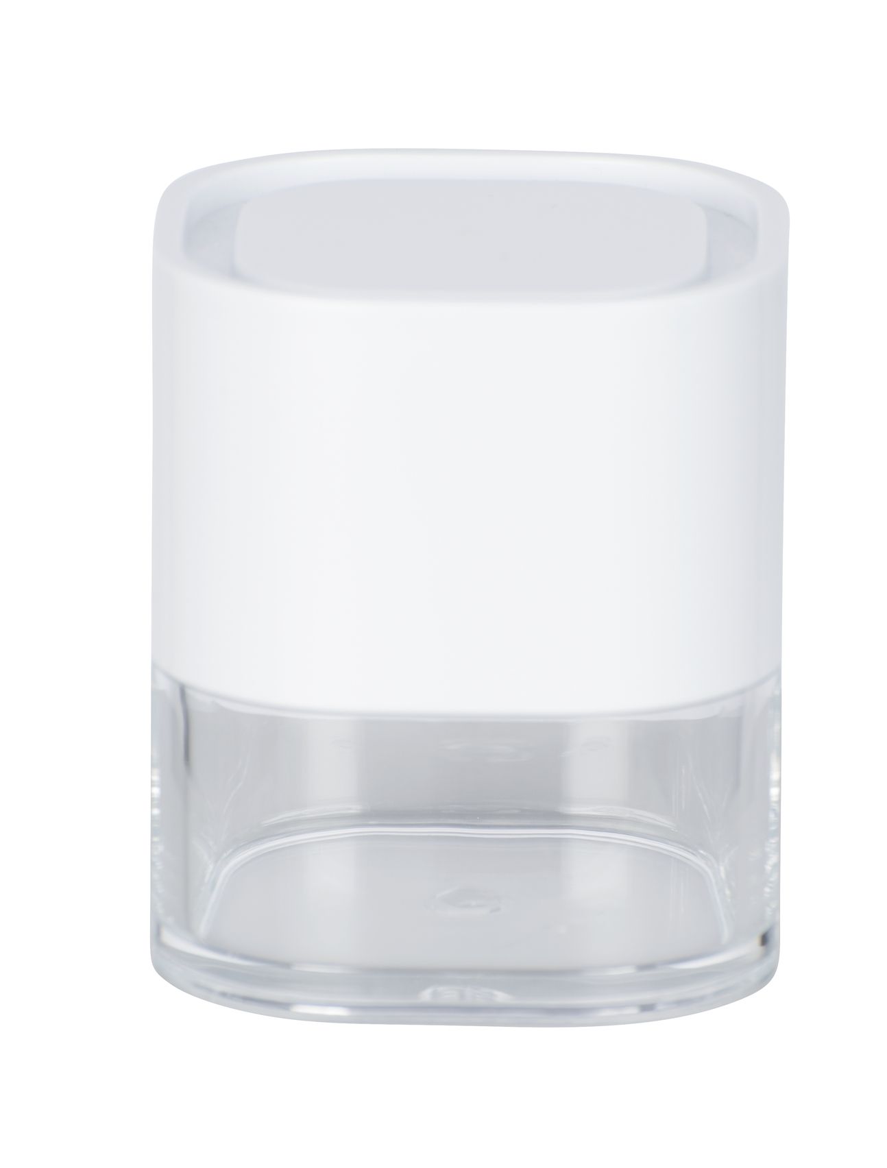 WENKO - BATHROOM STORAGE JAR - ORIA - WHITE & CLEAR ACRYLIC - 7.5 X 8.5 X 7.5CM