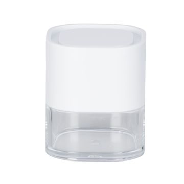 WENKO - BATHROOM STORAGE JAR - ORIA - WHITE & CLEAR ACRYLIC - 7.5 X 8.5 X 7.5CM