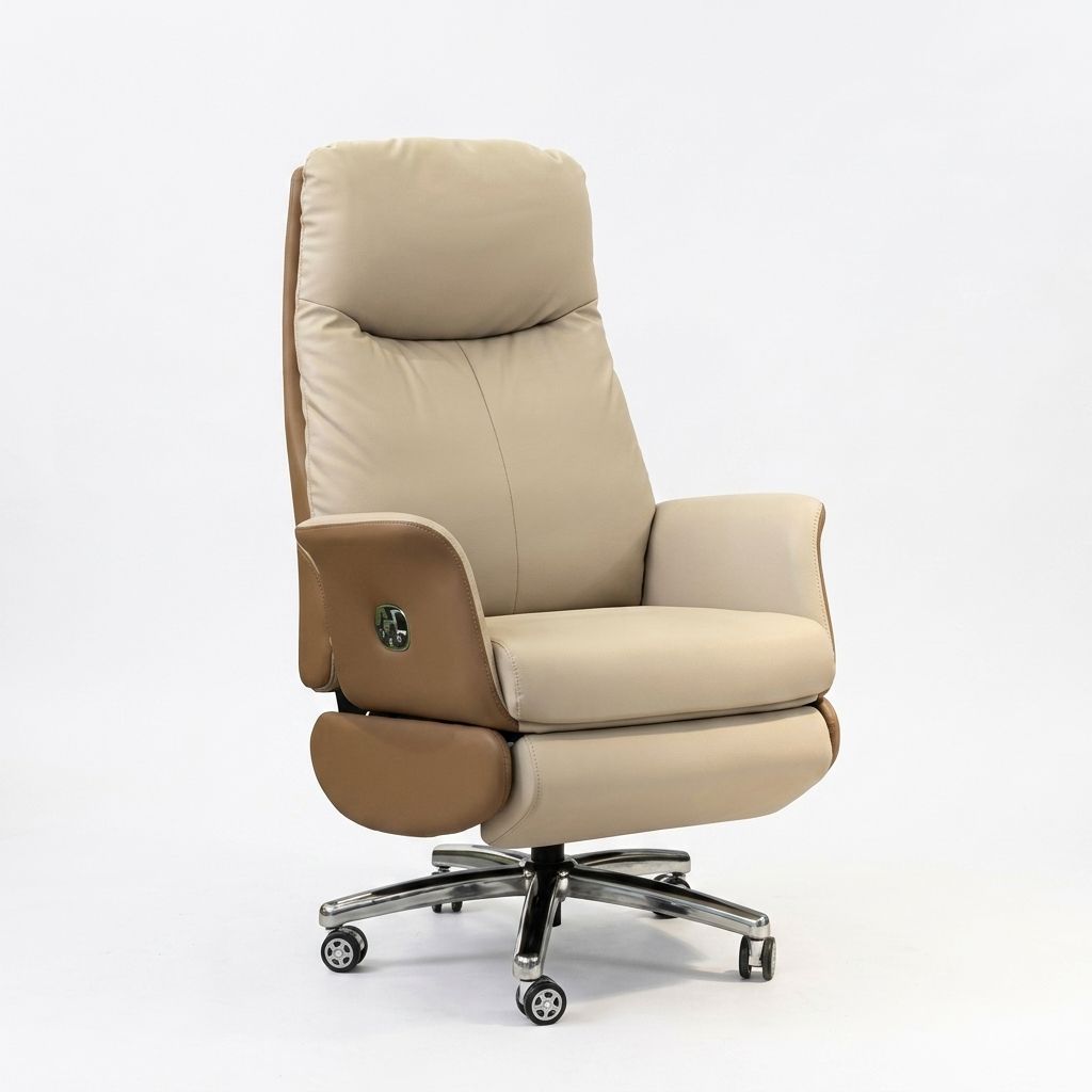 Two-Tone Leather Executive Power Recline Office Chair