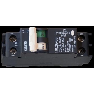 Earth leakage+overload mini rail 2p4.5ka 63A 13mm