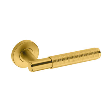 HEX KNURLED DOOR HANDLE SATIN BRASS