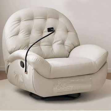 Cream Luxury Swivel Recliner Chair with Adjustable Reading Light