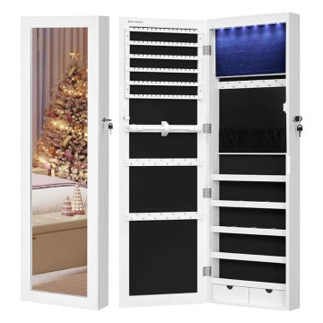 Songmics Jewellery Cabinet and Mirror – White