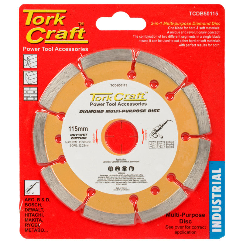 Tork Craft - Diamond Blade Multi Purp. 115mm Hard & Soft Mat. - 8 Pack
