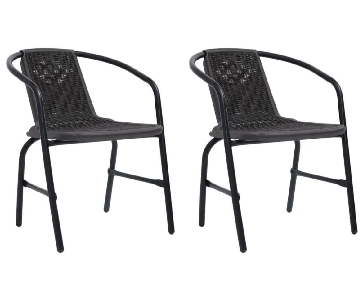 Metal Frame Plastic Folding Lounge Chair 2PCS - BLACK
