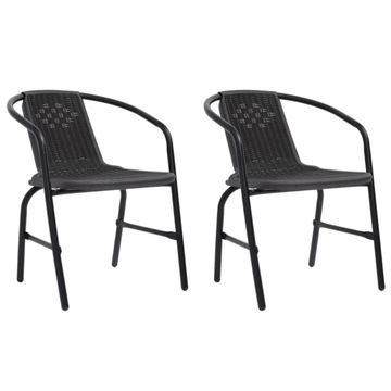 Metal Frame Plastic Folding Lounge Chair 2PCS - BLACK