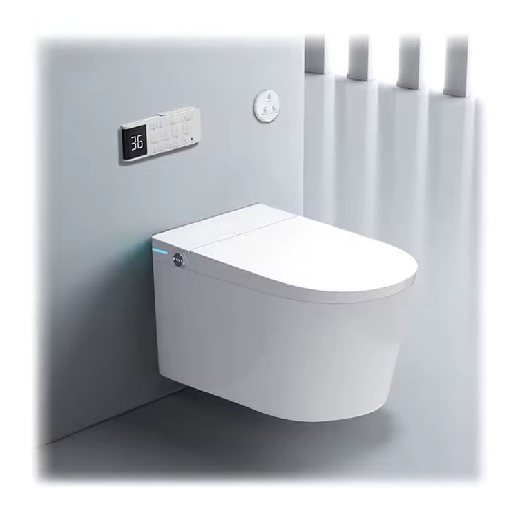 Smart Toilet with Bidet Built In, Foot Sensor Operation, Elongated Tankless Toilet with Automatic Flush, Dual Flush, Heated Bidet Seat for Bathrooms