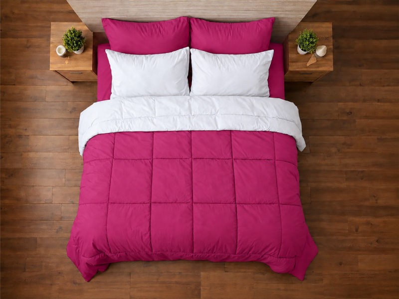 Everyday Collection Reversible Comforter Set - 90 GSM - King - Super King - Fuchsia Purple - Optical White (06 Sets)