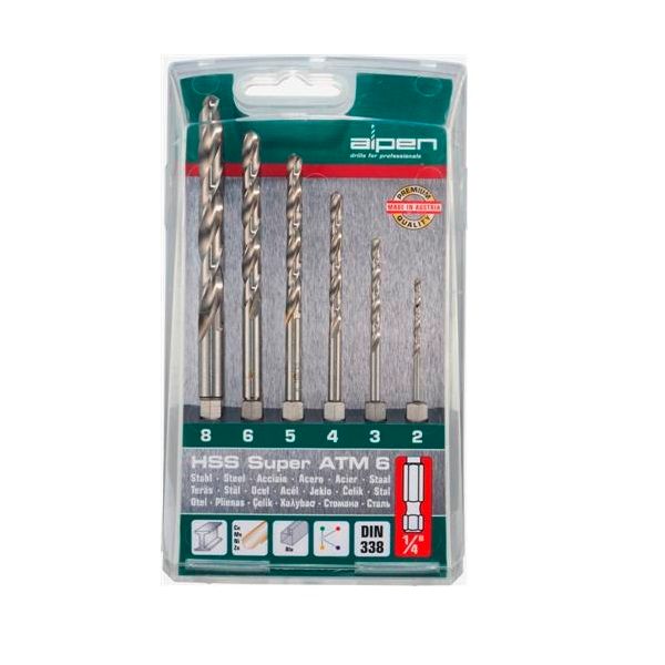 ALPEN - Hex Shank HSS Super Set 6 Piece 2 3 4 5 6 8mm
