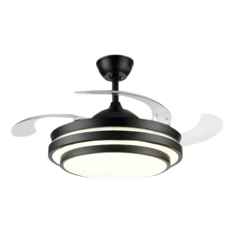 Modern Black Decorative 4 Blades Retractable Ceiling Fan Light-MRUL