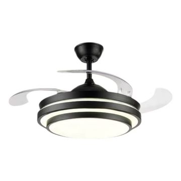 Modern Black Decorative 4 Blades Retractable Ceiling Fan Light-MRUL