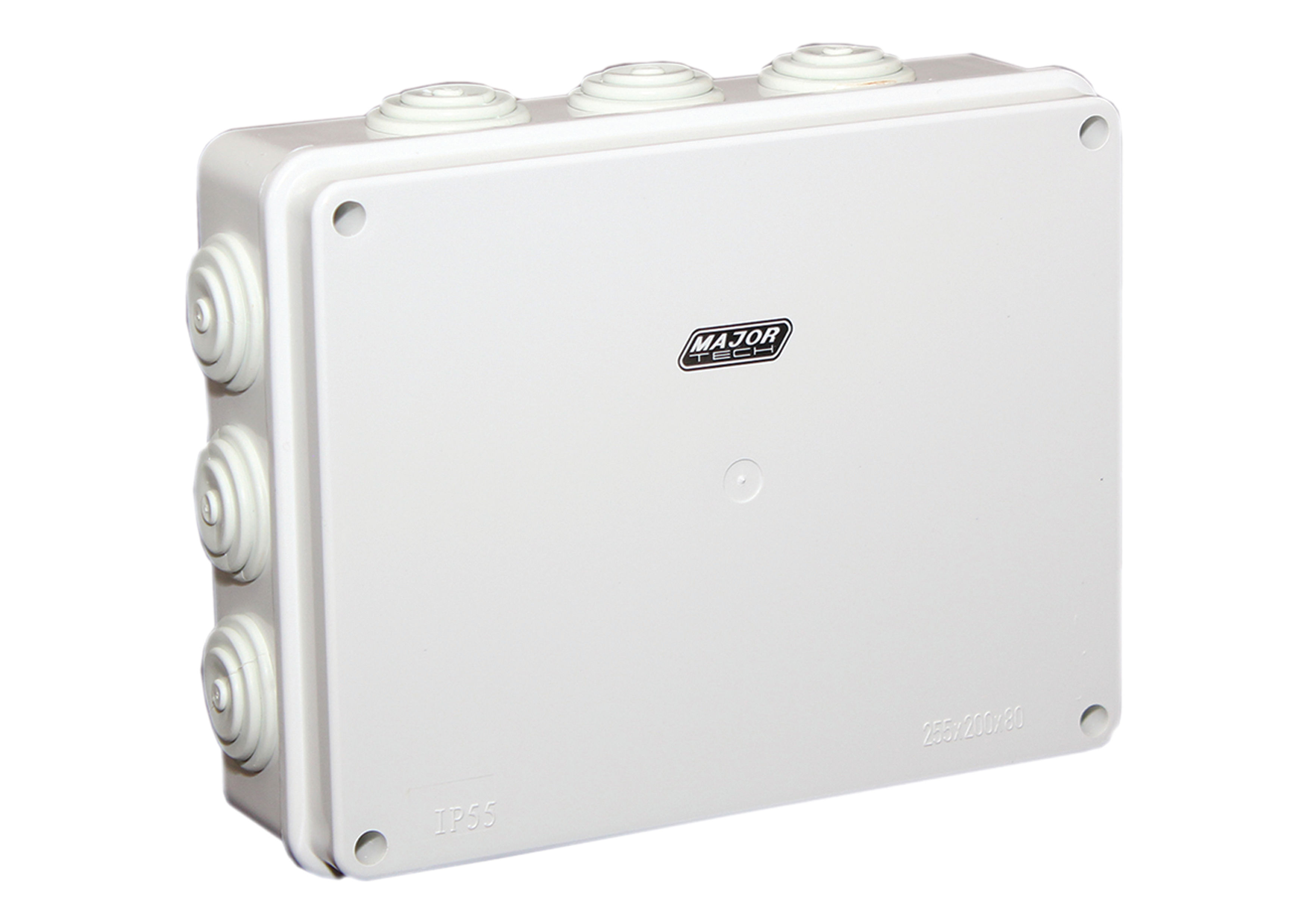 255mm x 200mm x 80mm IP55 Junction Box with Rubber Glands (VJ25208R) - VETi