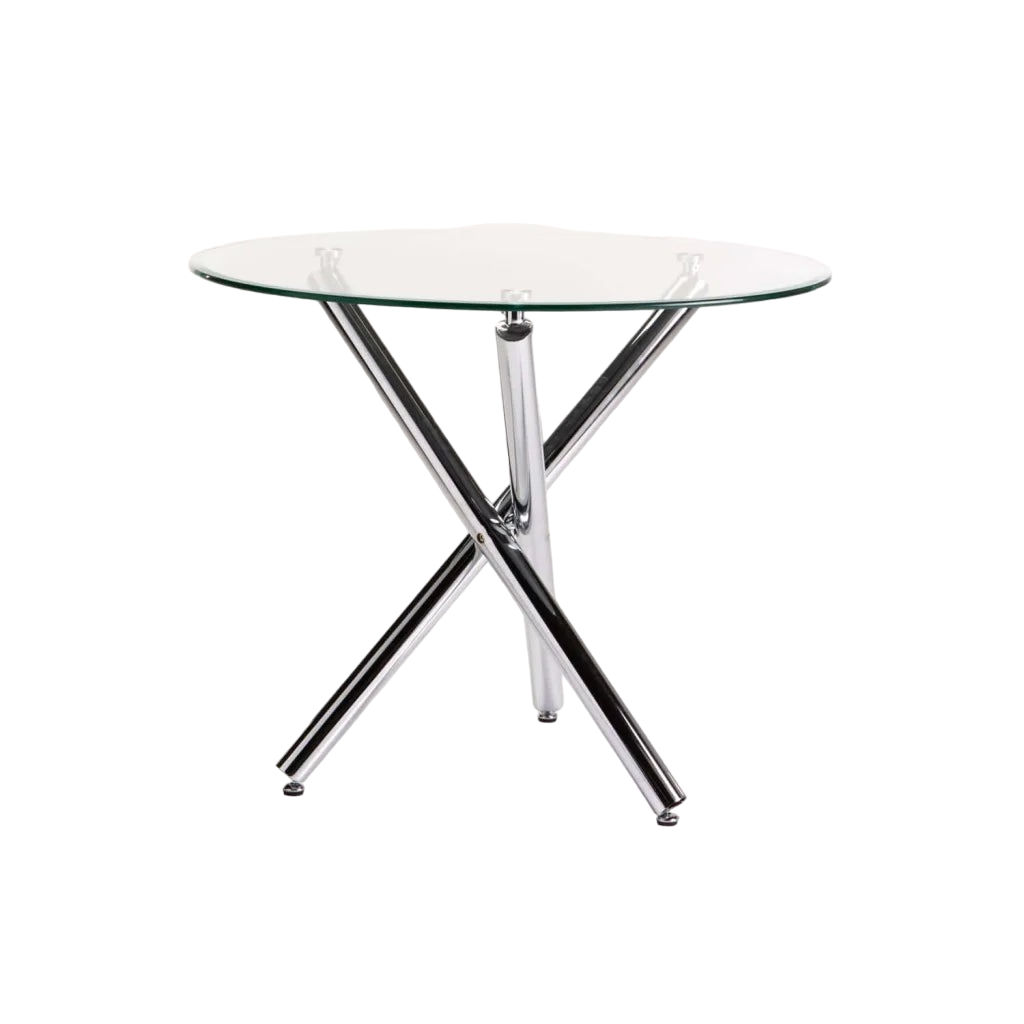 Vividitto - Janney 90cm Round  10mm  Temp Glass Top Dining Table - Clear - 90Ø cm (4 Seater)