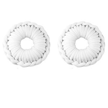 Chunky Knit Round Cushion SET - WHITE