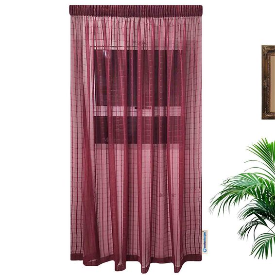 Matoc Designs Curtain - Grid Voile Dark Red -Taped - 500cm W x 230cm H
