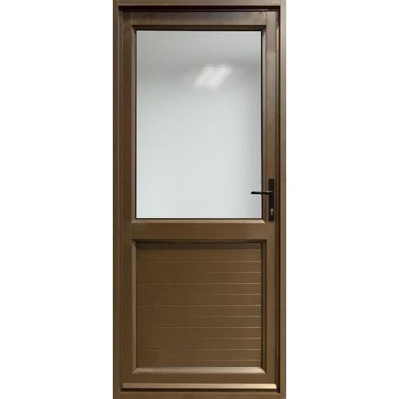 Aluminium door bronze kick plate obscure glass left hand opening W900 x H2100MM