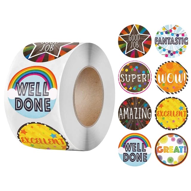 Teacher Stickers - Rainbow - 500 per roll