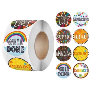 Teacher Stickers - Rainbow - 500 per roll