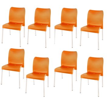 Florence Heavy  Duty Plastic Bistro Chair / Patio Chair / Garden Chair / Stackable - NO ARMRESTS - ORANGE  - Set of 8