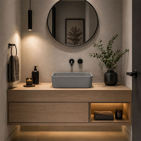 Modicum (Small) Ascot Grey Counter Top Basin