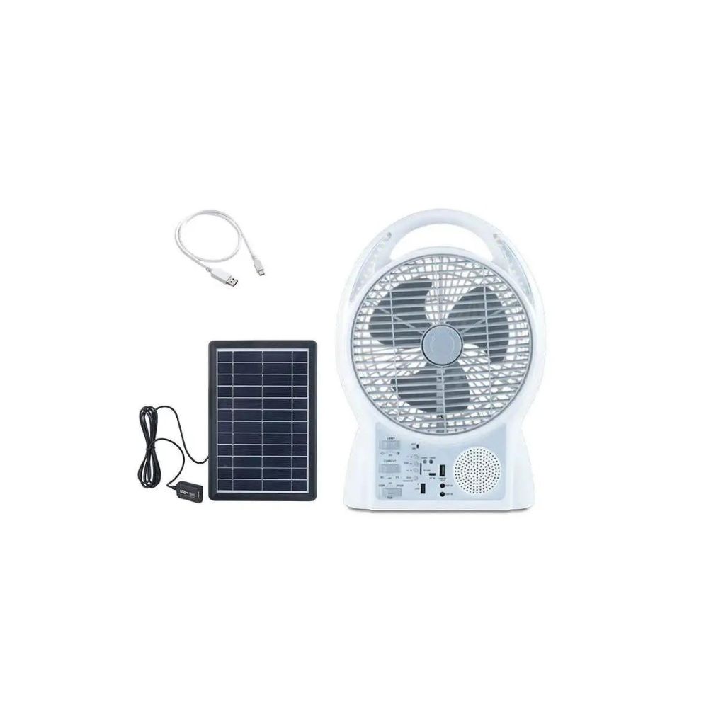 6-in-1 Solar Rechargeable 8 Inch Fan GD-8029