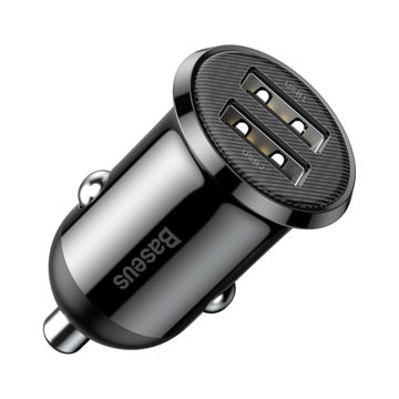 Baseus Grain Pro Series Smart Fast Charge Dual USB 4.8A 12V-24V Car Charger - Black