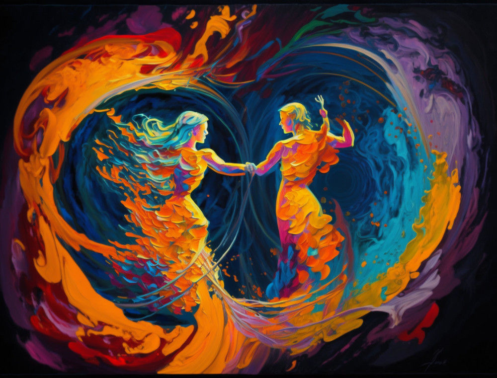 Canvas Wall Art - Canvas Wall Art: Loves Dance Acrylic Abstract - B1345 - [120 x 80 cm]