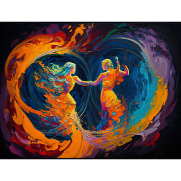Canvas Wall Art - Canvas Wall Art: Loves Dance Acrylic Abstract - B1345 - [120 x 80 cm]