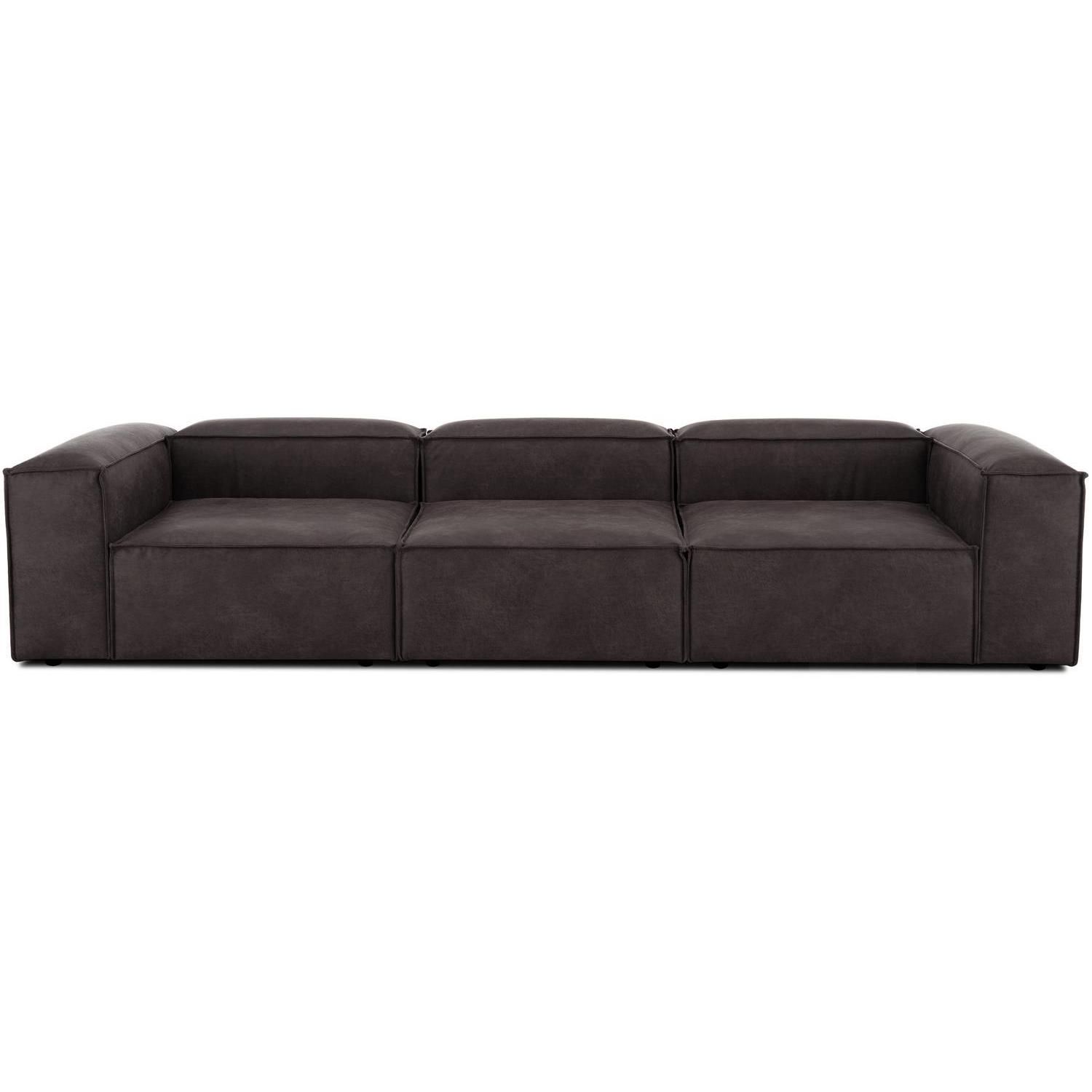 Teddy-George - Nina Couch, in black leather feel buffalo Sued, with Ottoman