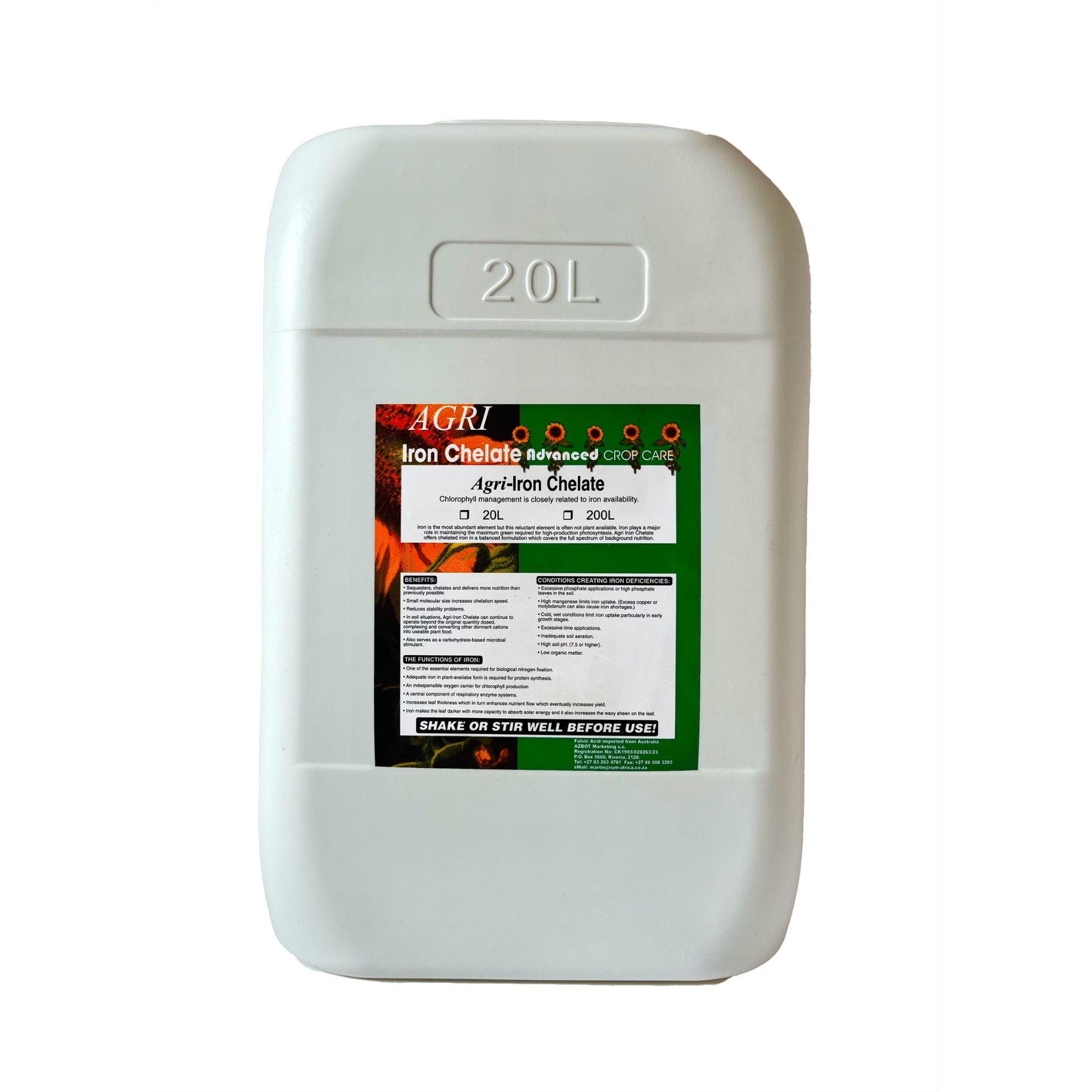 Agri-Iron Chelate Liquid Organic Fertiliser 20L