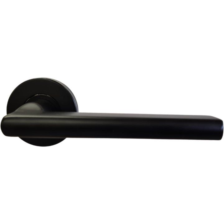 Pello - Modern Black Stainless Steel Door Handle on Rose