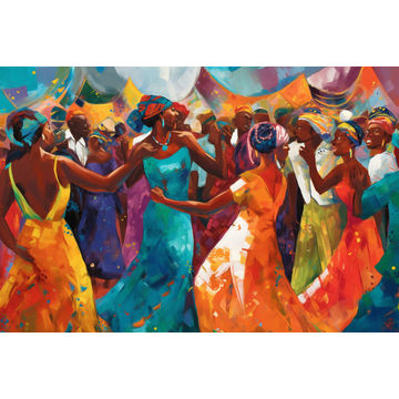 Canvas Wall Art - Traditional African Women Dancing - A1459 - [120 x 80 cm]