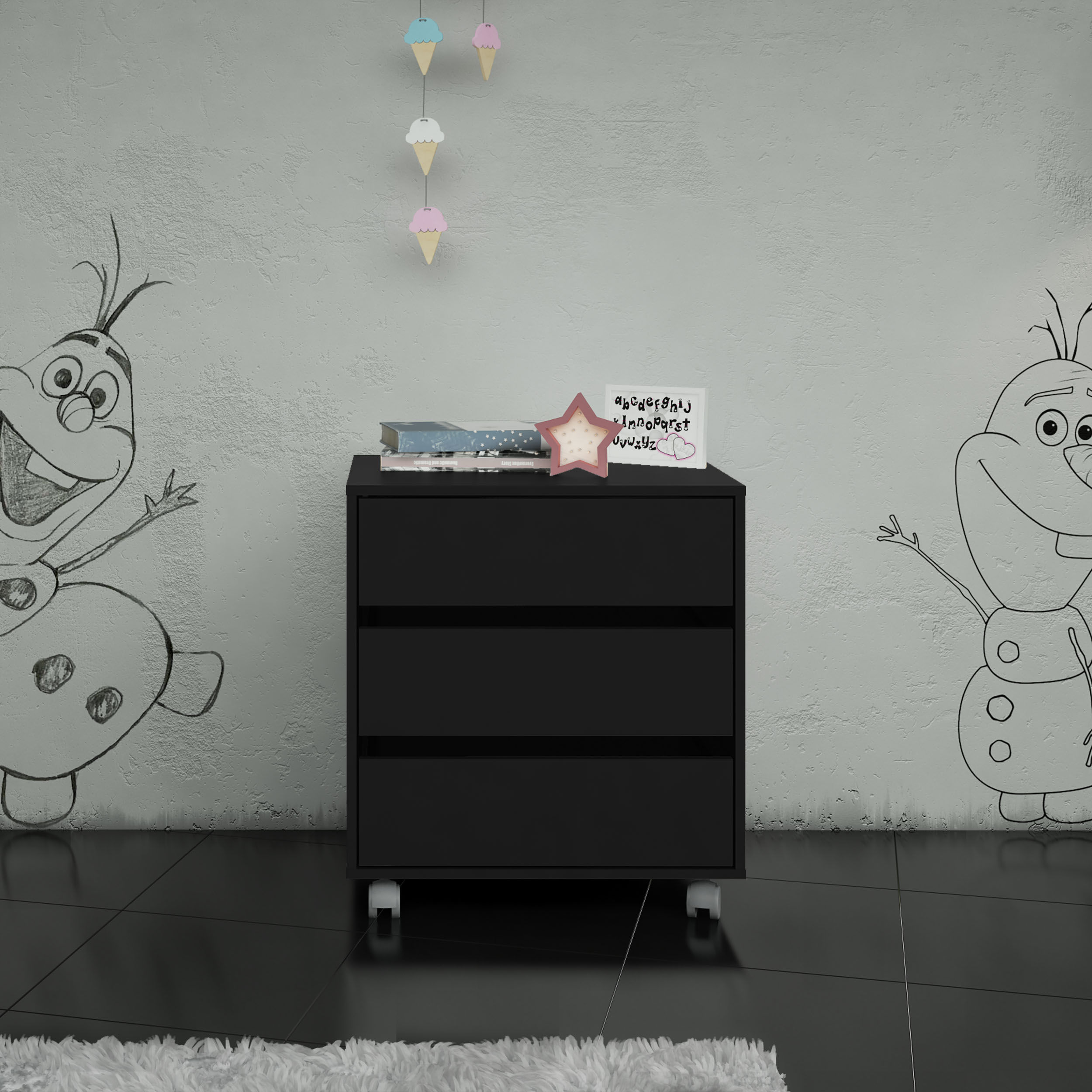 Maua 3 Drawer Cabinet Black