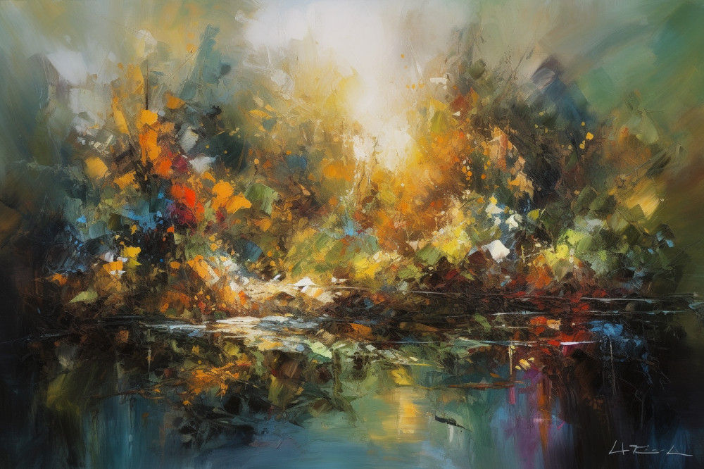Canvas Wall Art - Abstract Piece Captures Oasis Like Allure - A1399 - [120 x 80 cm]