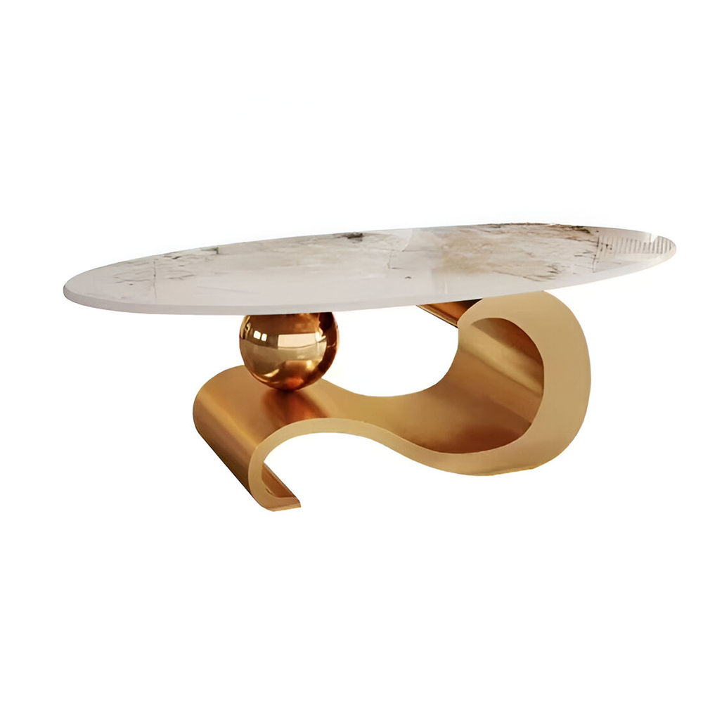 Modern Oval Rock Slab Coffee Table