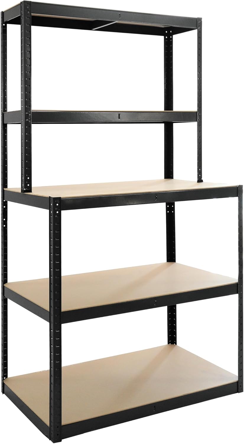 5 Tier Matt Black Multi Shelf - 180*100*30/60cm