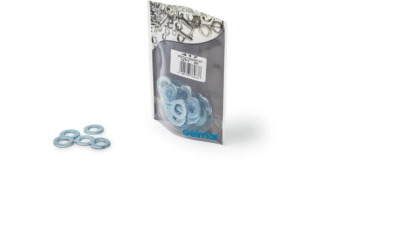 Flat Washers, M10 x 20mm, 40 Pieces (4 pack) BY WOODLY