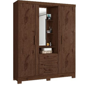 Capelinha Premium Wardrobe with 3 Doors and 3 Drawers-Rosewood