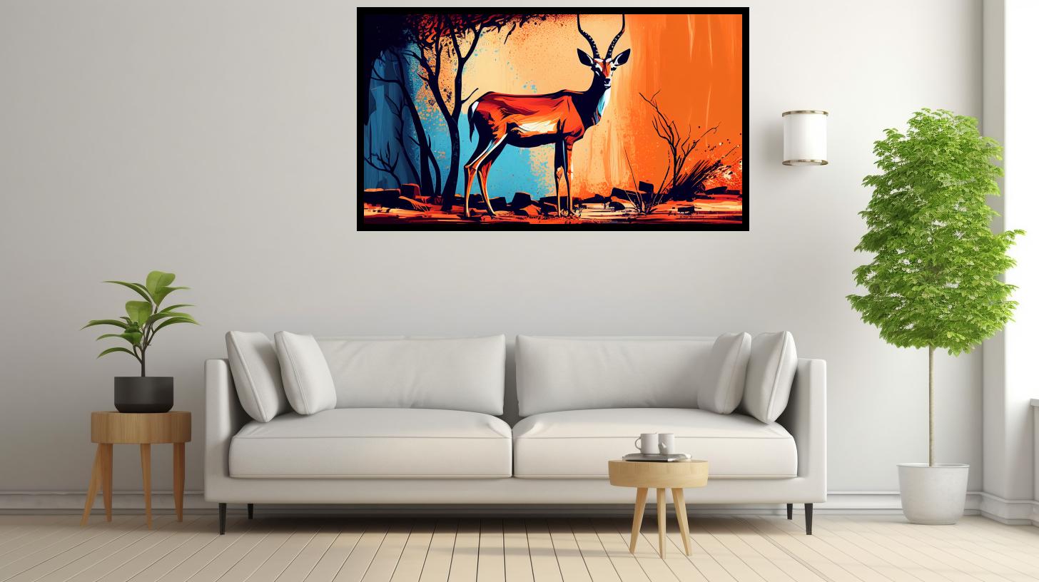 Canvas Wall Art - Springbok in The Jungle - B1572 [120 x 80 cm]
