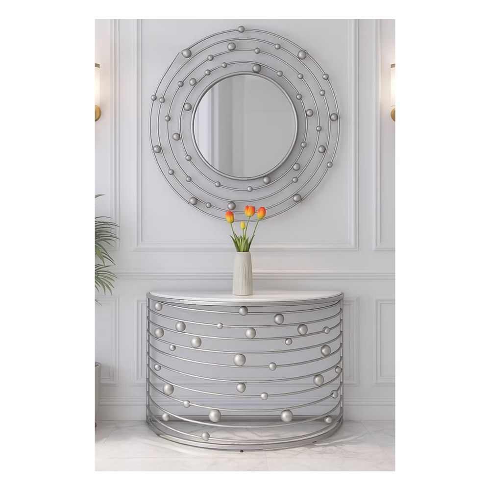 Sorbet Console & Mirror Set -Silver