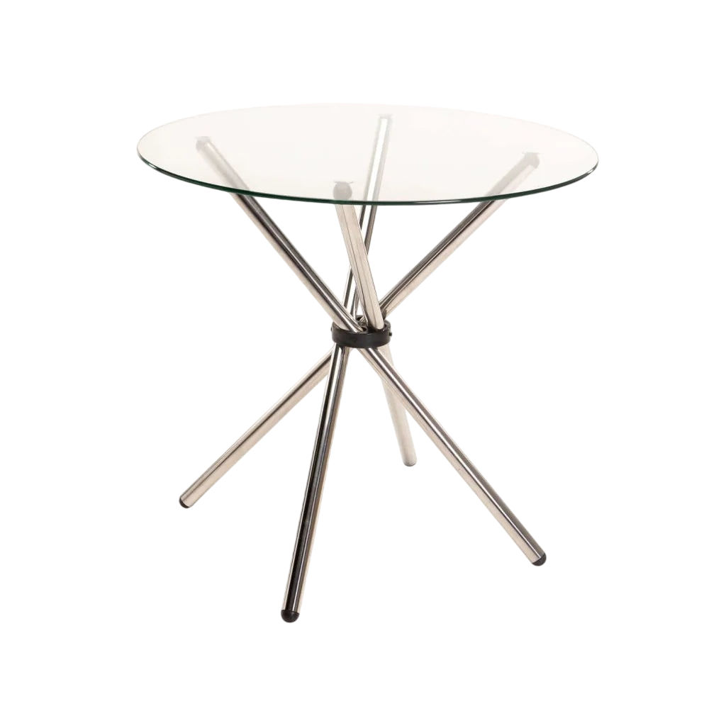 Vividitto - Catthy 80cm Round Glass Top Dining Table