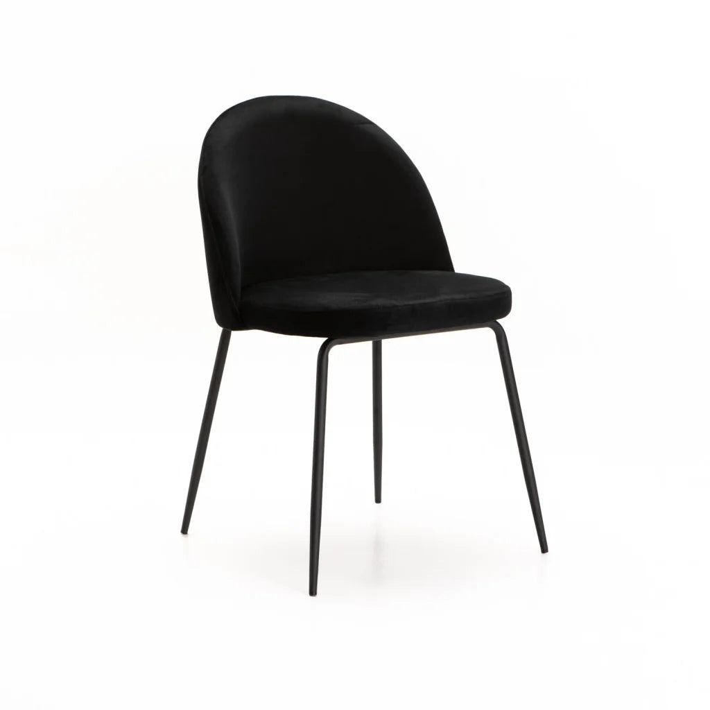 Vividitto - Kia Bloom Velvet Dining Chair -Black