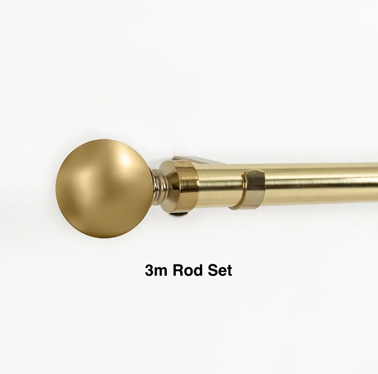 Gold Single Curtain Rod Set -Ball Finial 3m