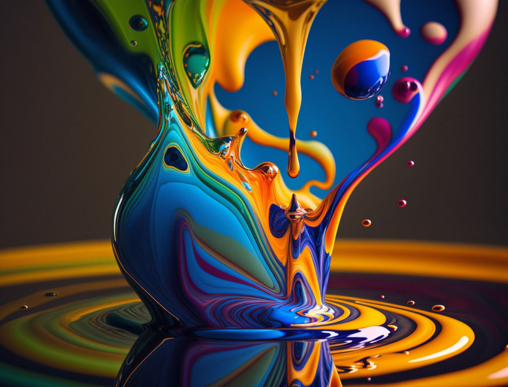 Canvas Wall Art - Canvas Wall Art-Vibrant Colorful Dutch Pour - B1234 - [120 x 80 cm]