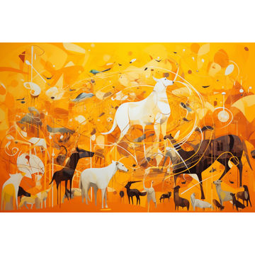 Canvas Wall Art - Layers Vibrant Yellows Oranges Envelop  - A1093 - [120 x 80 cm]