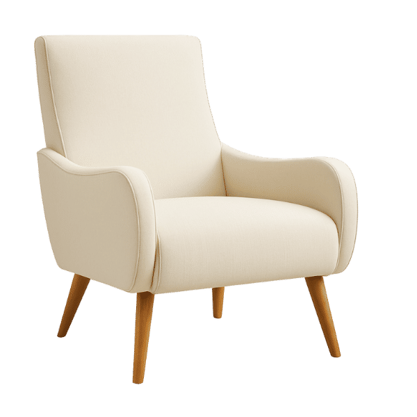 The Haven High-Back Chair – Cream Upholstery with Wooden Legs