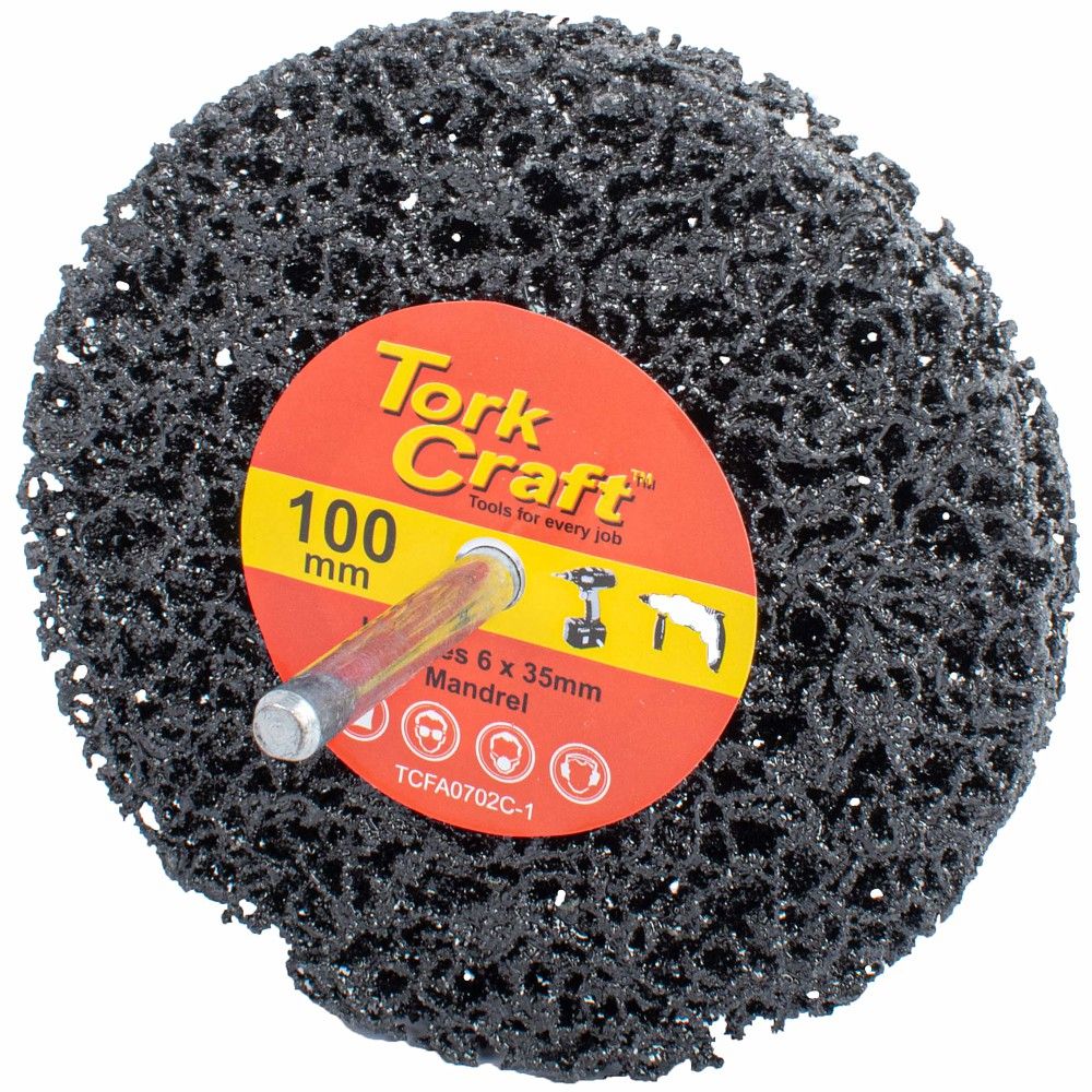 Tork Craft - Face Off Disc 100mm Fitted 6mm Mandrel Carded