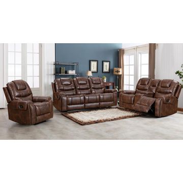 KC Furn- Upper Leather Recliner Sofa