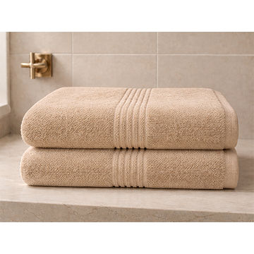 Hotel Collection 600GSM 90x160cms Bath Sheets - 02 Piece Pack - Tapioca